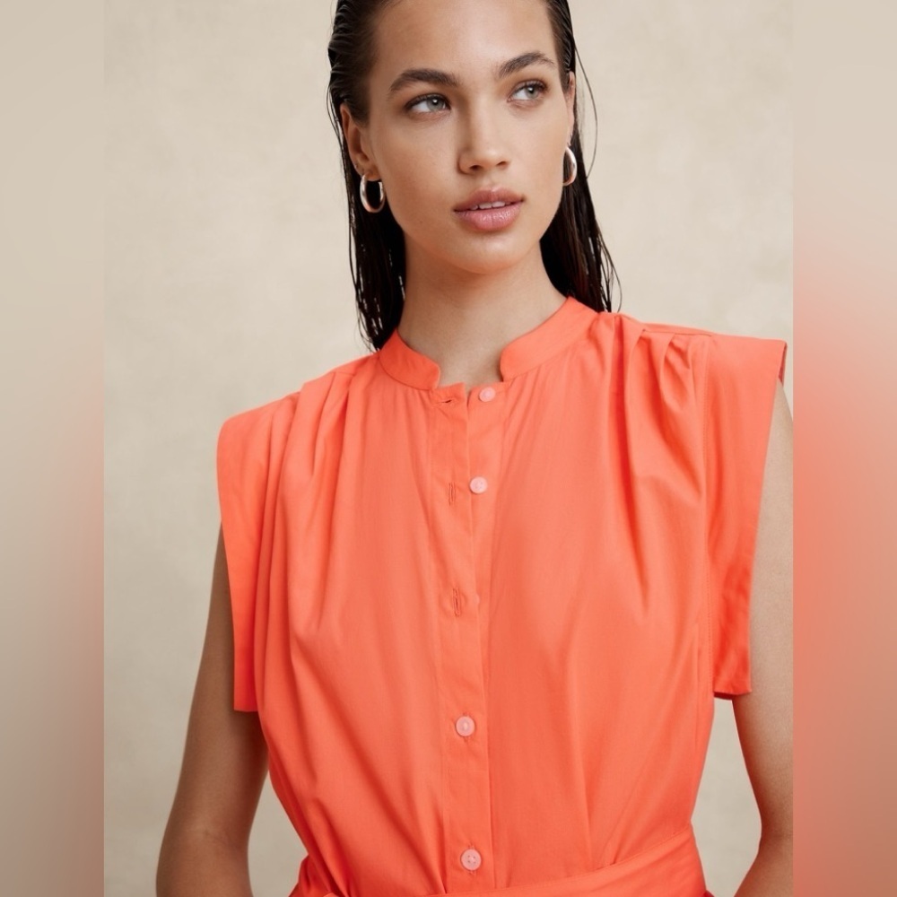 NWT! Banana Republic Preppy Navy Poplin Midi Shift Shirtdress- Multiple Size💫⭐️ - Picture 3 of 5